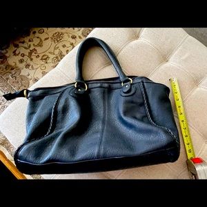 Merona Navy satchel bag with braided detail.